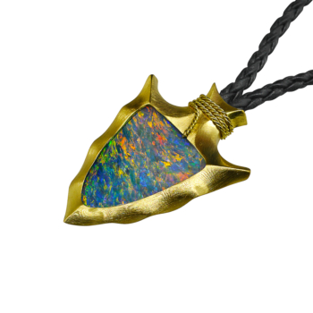 black australian opal arrowhead pendant handcrafted