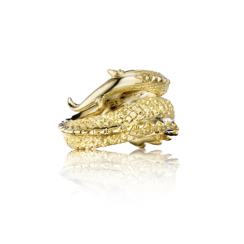 Gold Dragon Tail ring 18K green gold nature