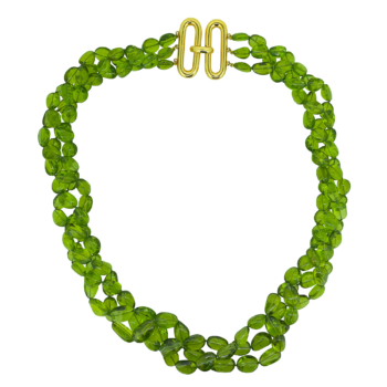 Peridot bead Necklace with oval clasp