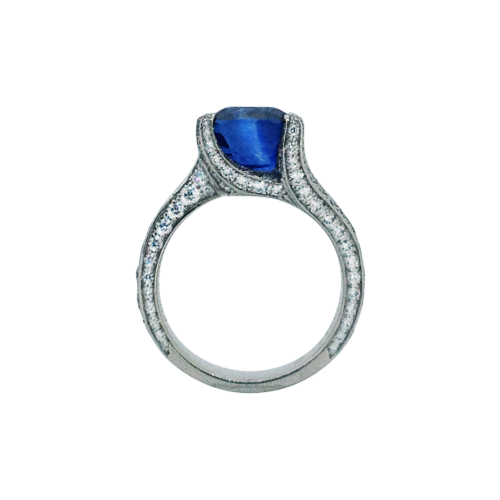custom Burmese Sapphire and Diamond engagement Ring
