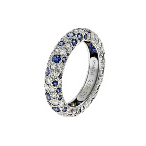 blue sapphires diamonds pave set ring