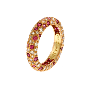 pink sapphire and diamonds pave set ring