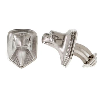 White gold chrysler gargoyle cufflinks crafted by Frank Alexander Jewell