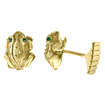 18k Gold frog cufflinks handcrafted by Frank Alexander Jewell