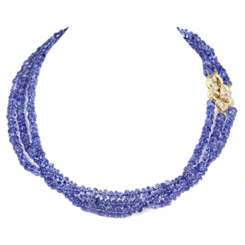 Tanzanite necklace fleur de lis diaomond clasp handcrafted