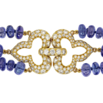 tanzanite beads handcrafted diamond fleur de lis clasp 18k gold