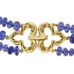 tanzanite beads 18k gold fleur de lis clasp
