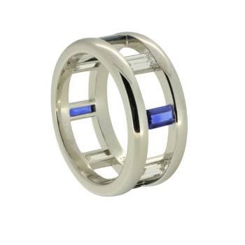 Sapphire and Diamond Ring Platinum Gents