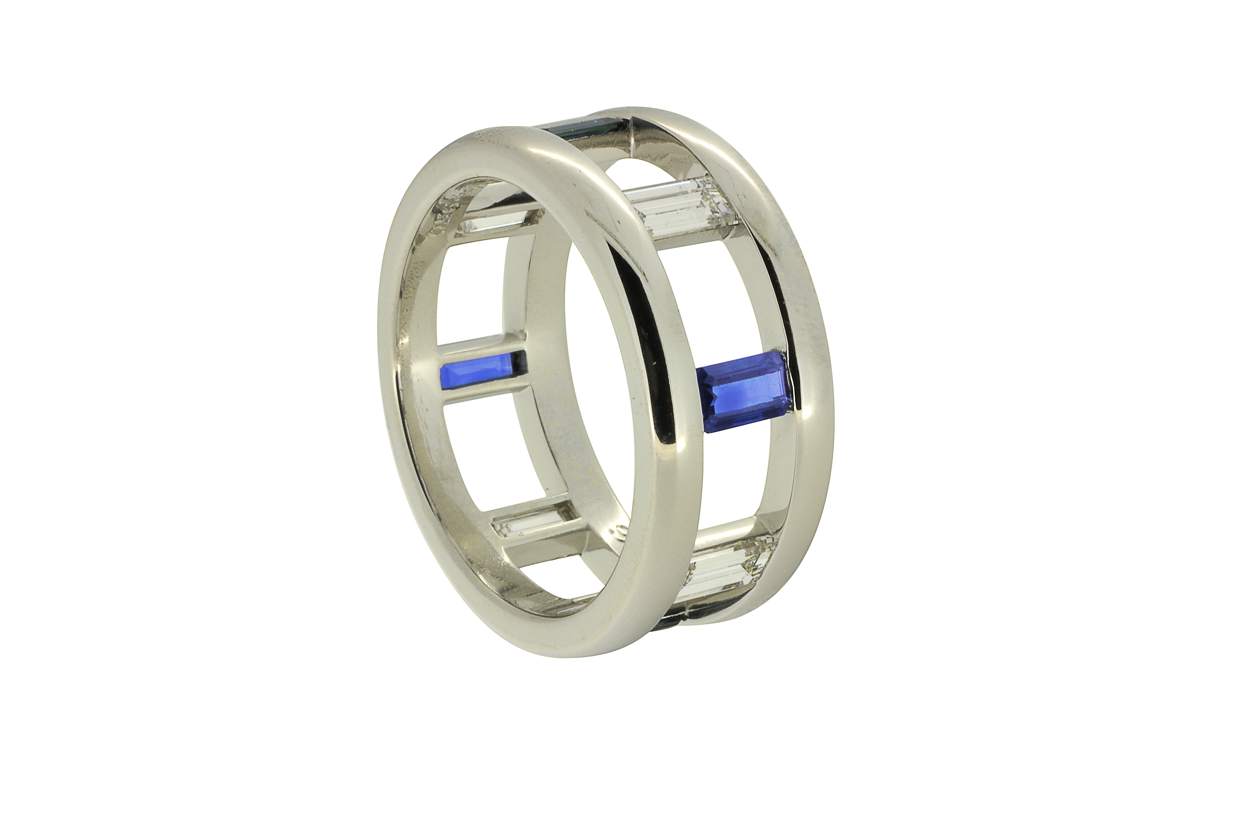 Sapphire and Diamond Ring Platinum Gents
