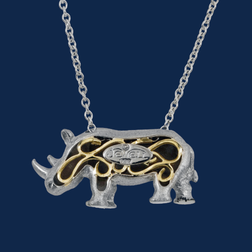 wildaid 18k gold rhino pendant