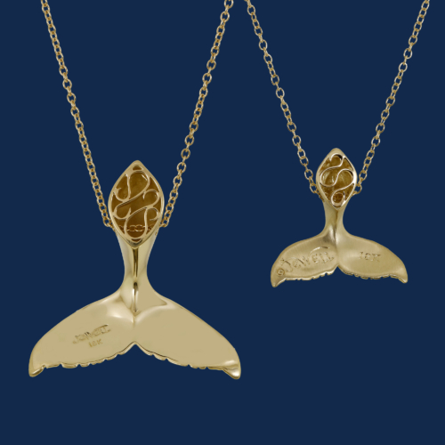 wildaid 18k gold whale tail pendant