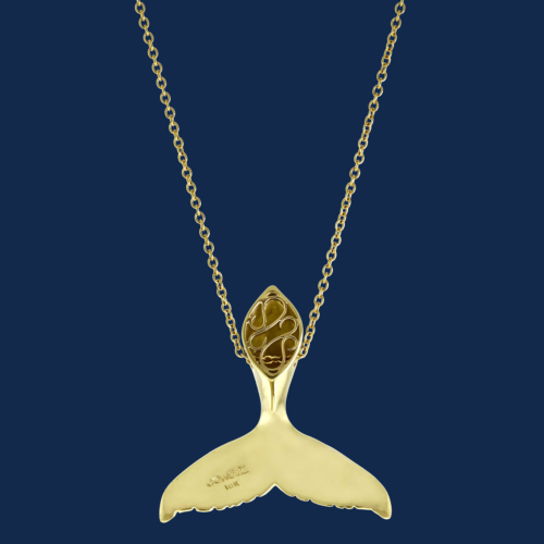 wildaid 18k gold whale tail pendant