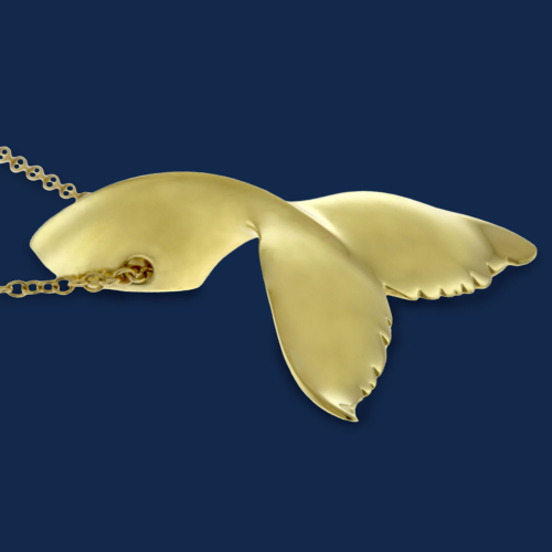 wildaid handcrafted 18k gold whale tail pendant