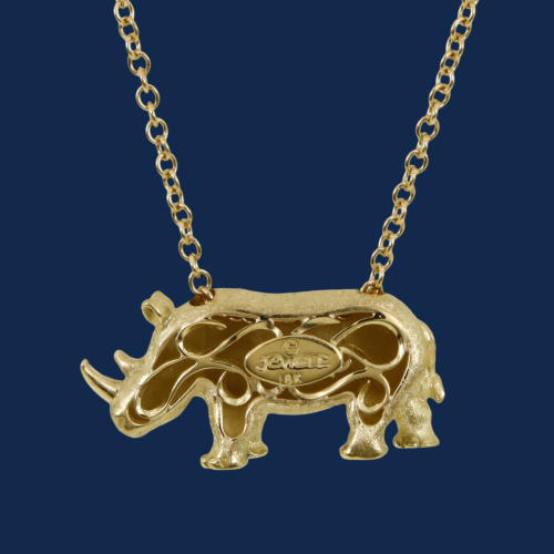 wildaid.org 18k gold rhino pendant