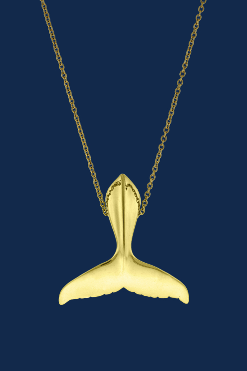 handcrafted 18k gold whale tail pendant wild aid
