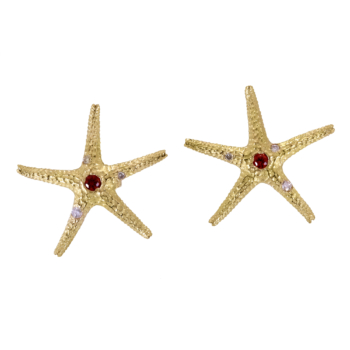 starfish earrings nature 18k gold