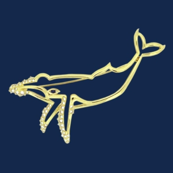 handcrafted Gold Humpback Whale brooch by Alexander Jewell Wildaid
