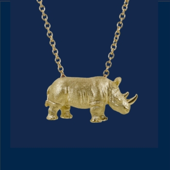 wild aid handcrafted 18k gold rhino pendant