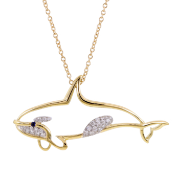 18k gold orca pendant with diamonds