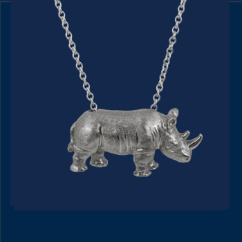 handcrafted white gold Rhino pendant alexander jewell